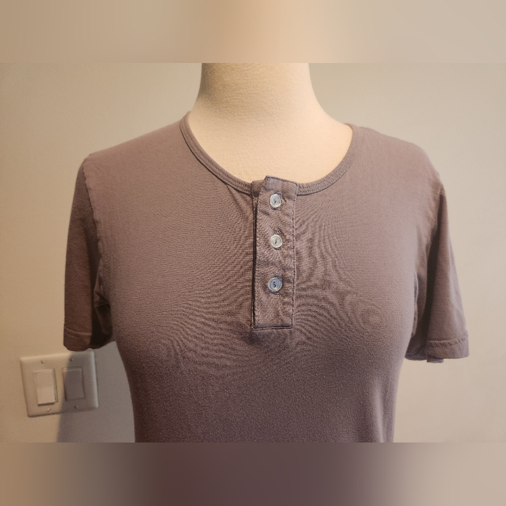 American Apparel Gray Henley Tee, US Size XS